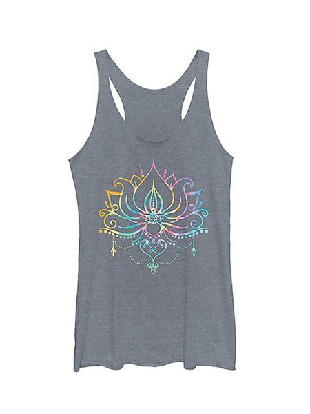 

Heather Lotus Casual Cotton-Blend Racerback Woman's Vests, Gray, Tank Tops