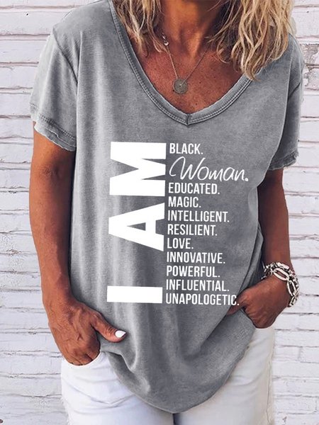 

I Am Black Woman Black History Month T-Shirt Top, Gray, T-shirts