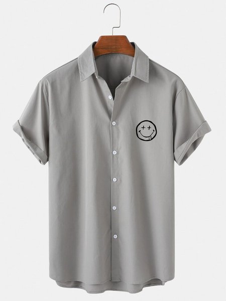 

Casual Shirt Collar Shirts & Tops, Gray, Short Sleeves Shirts