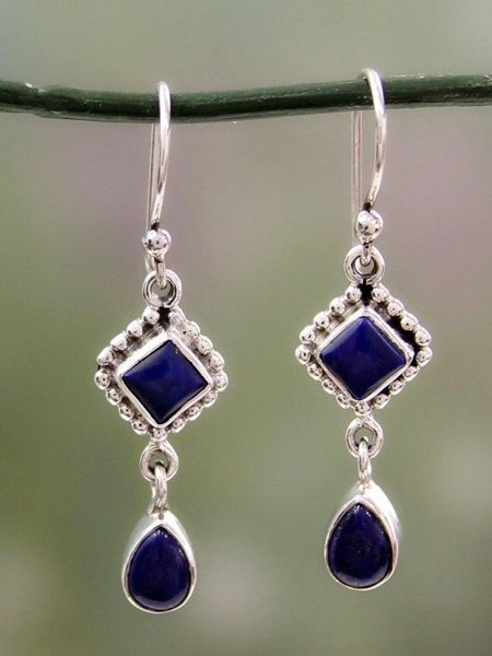 

Alloy Earrings, Blue, Accessories