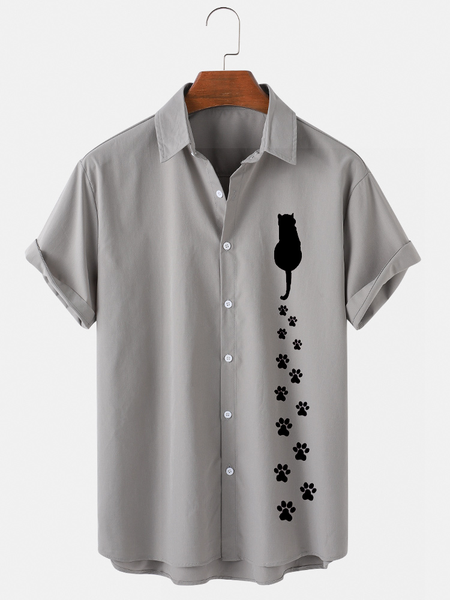 

Simple Cotton Shirt Collar Shirts & Tops, Gray, Men's Floral shirt