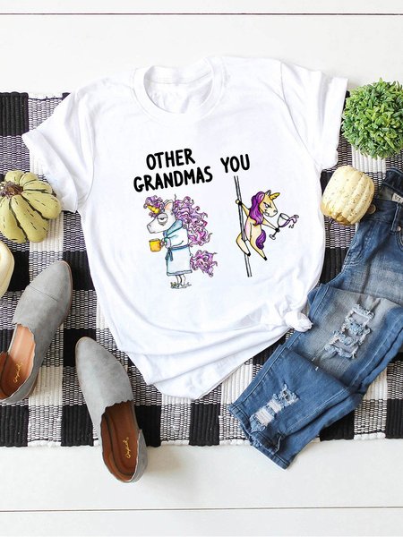 

Unicorn Grandma Graphic Short Sleeve Tee, White, T-shirts