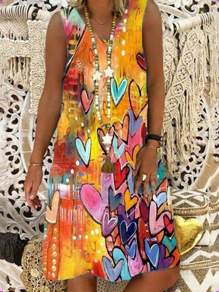 

LOVE Printed Short Sleeve Holiday Ombre/tie-Dye Weaving Dress, Multicolor, Tie dye dress