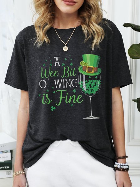 

A Wee Bit O' Wine Funny St Shirt, Black, T-shirts