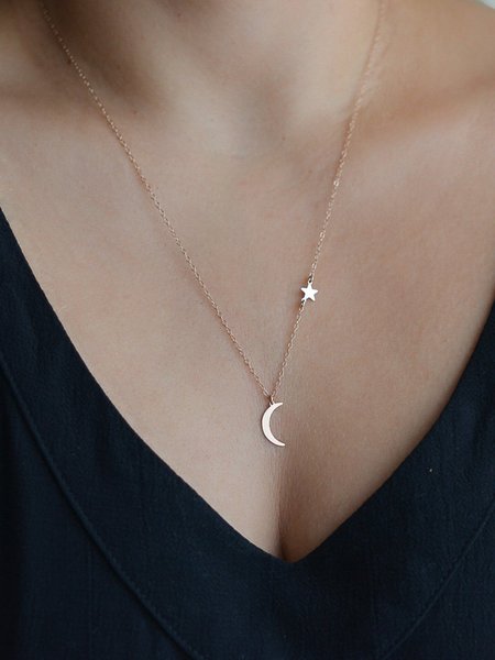 

Moon &Star Casual Necklace, Silver, Necklaces