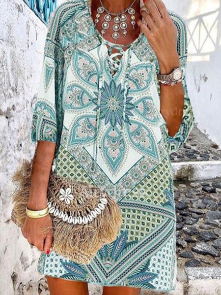 

Abito Vacanza Mezza Manica, Blu, Summer dresses