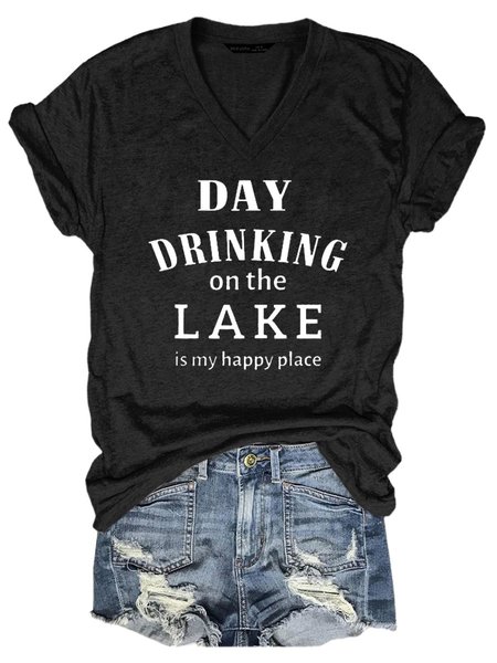 

Day Drinking On The Lake Is My Happy Place T-Shirt, Black, T-shirts