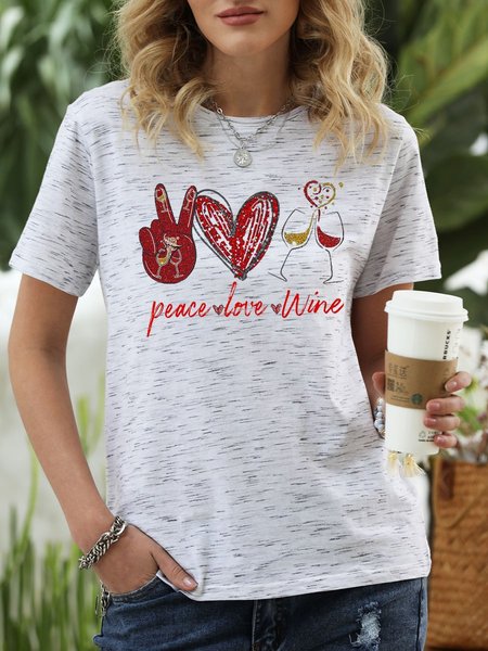 

Peace Love Wine T-shirt, Light gray, T-shirts