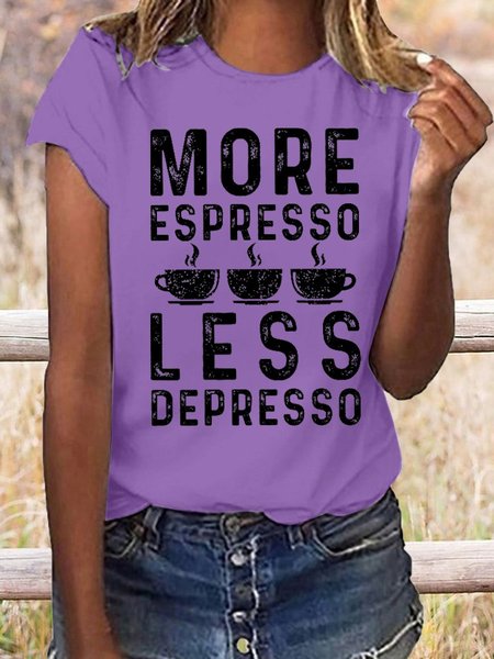 

More Espresso Less Depresso Tee, Purple, T-shirts