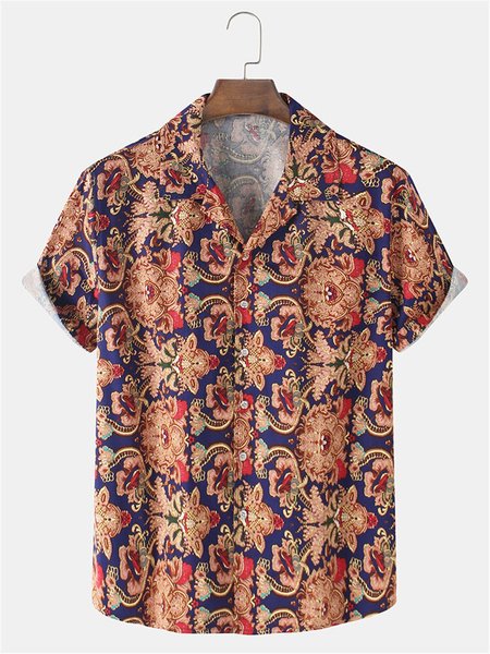 

Geometric Holiday Shirts & Tops, Blue, Men's Floral shirt