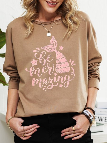 

Be Mermazing Fish Tail Graphic Sweatshirt, Light brown, T-shirts