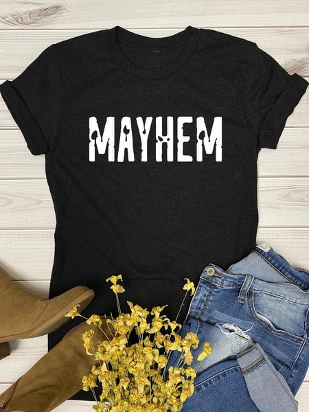 

Mayhem Letters Graphic Tee, Black, T-shirts