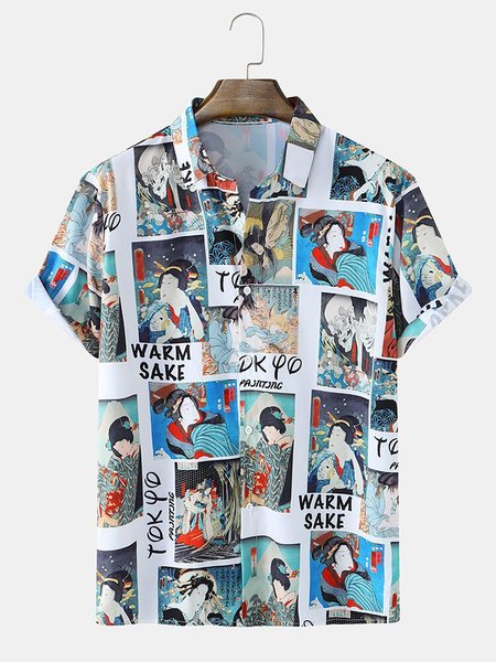 

Cotton-Blend Shirts, Blue, Men's Floral shirt
