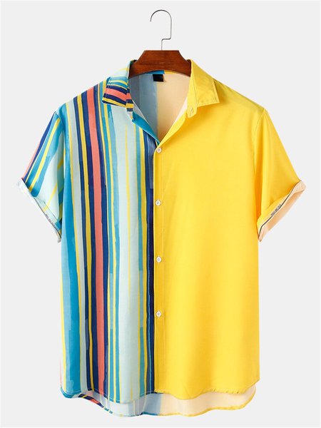 

Cotton-Blend Vintage Colorblock Shirts & Tops, Yellow, Men's Floral shirt