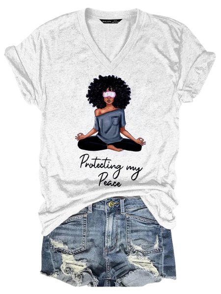 

Short Sleeve V Neck Shirt & Top, White, T-shirts