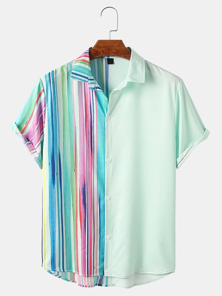 

Color-Block Cotton-Blend Colorblock Shirts & Tops, Blue, Men