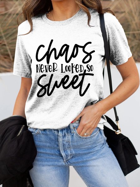 

Chaos Never Looked So Sweet Alphabet Graphic Tee, White, T-shirts