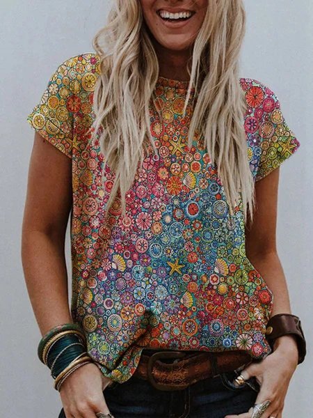 

Maglietta Casuale Stampato Girocollo, Come immagine, Blouses & Shirts