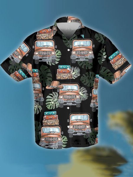 

Car Casual Shirt Collar Shirts & Tops, Blue, Men's Floral shirt