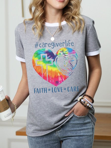 

#caregiverlife Faith Love Care T-shirt, Gray, T-shirts
