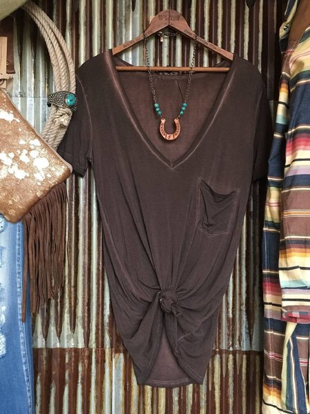 

Short Sleeve Pockets Casual V Neck Shirts & Tops, Coffee, Tops