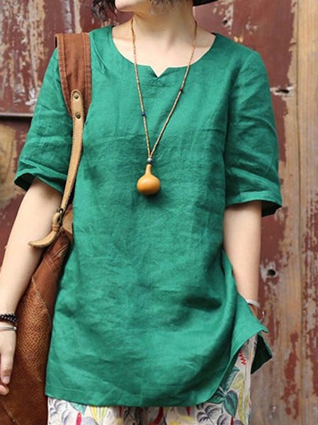 

Casual Short Sleeve O-Neck Shirts & Tops, Green, Tops