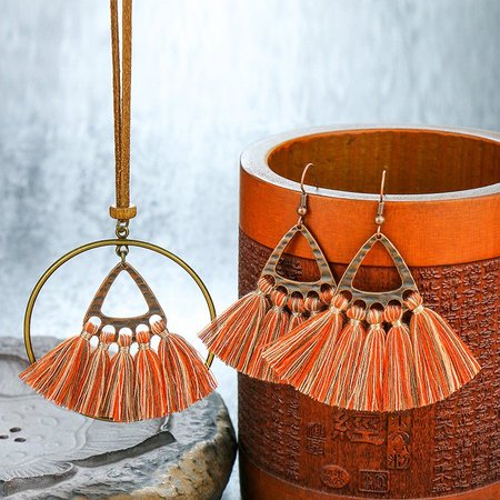 

Boho Ethnic Wind Colored Flow Sou Earring, Orange, Earrings