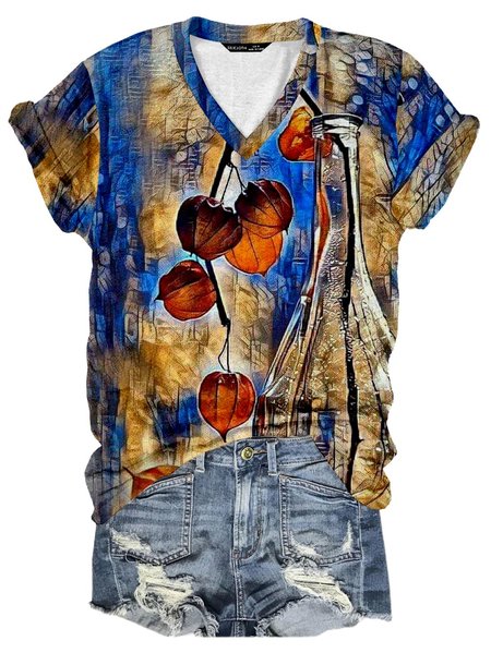 

Short Sleeve Casual Shirt & Top, Blue, Tops