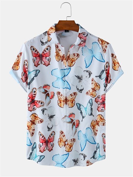 

Vintage Cotton-Blend Shirts & Tops, White, Men's Floral shirt