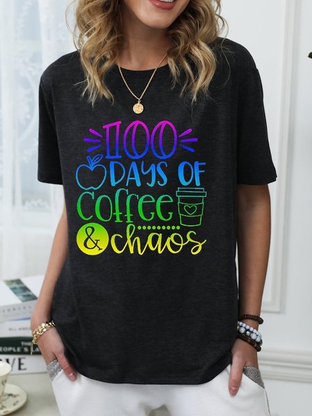 

100 Days Of Coffee And Chaos Teacher Life T-shirt, Black, T-shirts