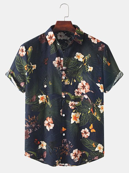 

Printed Casual Floral Shirts, Deep blue, Shirt