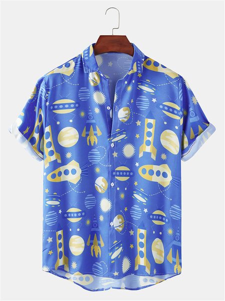 

Cotton-Blend Holiday Cartoon Shirts & Tops, White, Men's Floral shirt