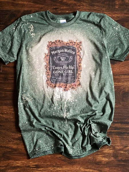 

Morgan Wallen Bleached Shirt Country Music Luke Combs Mullet Western shirt, Green, Tops