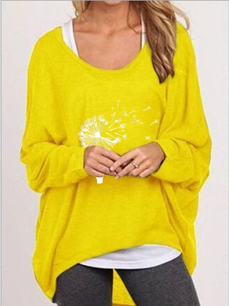 

Stampato Piante 3/4 Manica Dritto Top, Giallo, Sweater