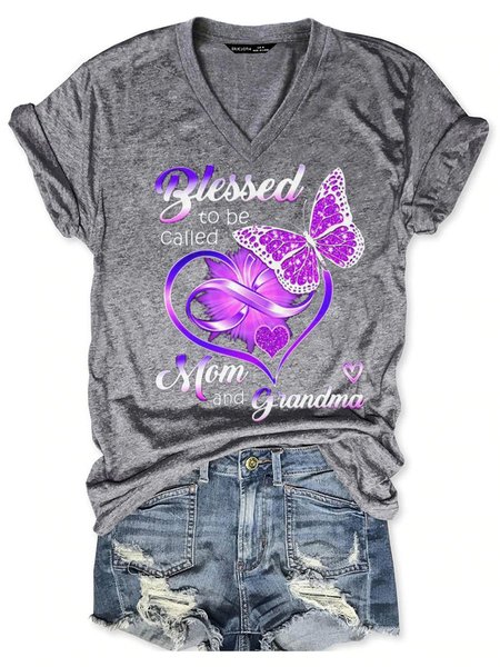 

Blessed To Be Called Mom And Grandma Casual Animal Woman's T-Shirts & Tops, Gray, T-shirts
