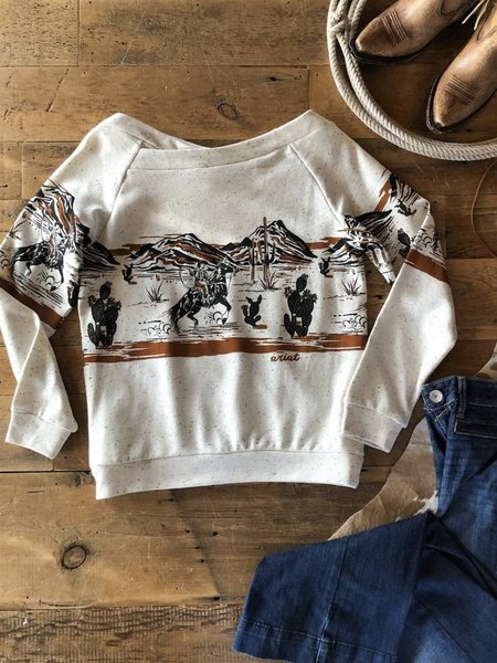

Jersey Tropical Crew Neck Long Sleeve T-shirt, White, T-Shirts