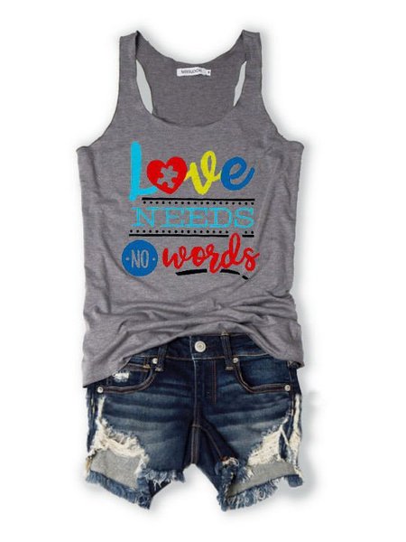 

Love Needs No Words Shirt, Gray, Tank Tops