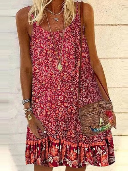 

Sleeveless Spaghetti Women Dress, Red, Mini Dresses
