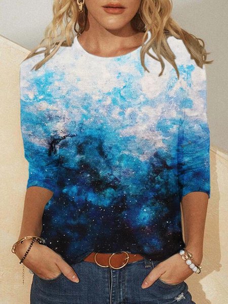

Women's Abstract Print Shirt, Blue, Tops