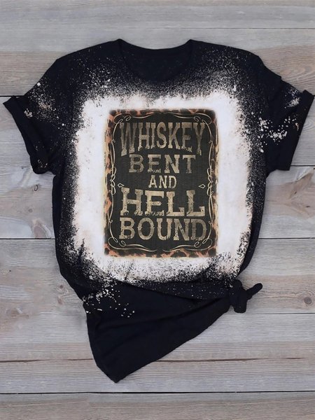 

Shift Short Sleeve Letter Casual T-shirt, Black, Tops