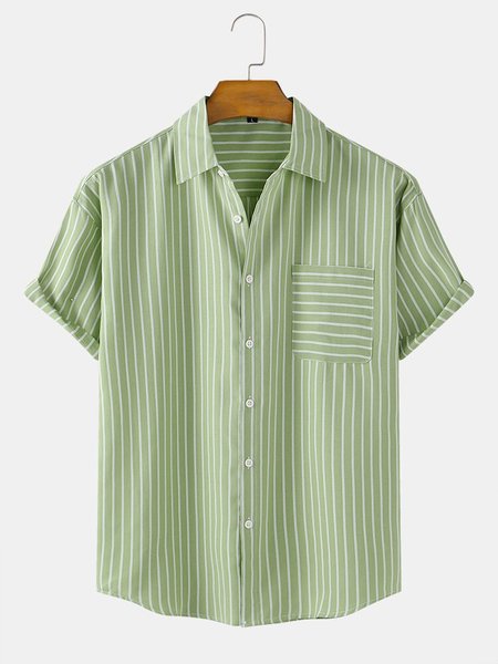 

Men's Printed Basic Shirt Collar Shirts, Green, Men's Floral shirt