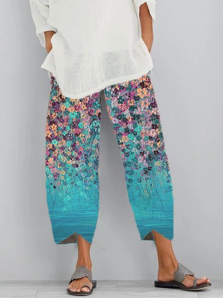 

Striped Cotton-Blend Pants, Blue, Bottoms