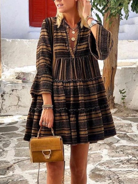 

Half Sleeve Casual Dresses, Black, Print Dress