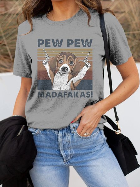 

Beagle Pew Pew Madafakas Vintage Retro T-shirt, Gray, T-shirts