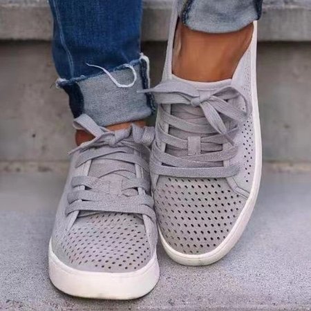 

Casual Flat Heel All Season Hollow-Out Sneakers, Gray, Athletic & Casual Shoes