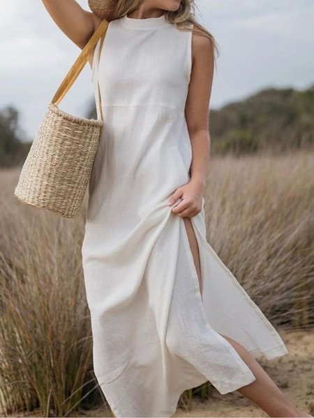 

Sweet Sleeveless Weaving Dress, As picture, Casual Dresses