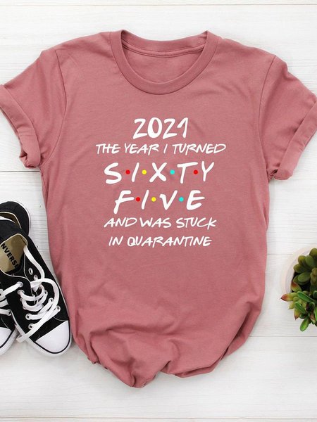 

2021 The Year I Turned Sixty Five And Was Stuck In Quarantine Graphic Tee, Brick red, T-shirts