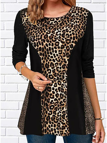 

Casuale Leopardo Camicie & Top, Marrone, T-Shirts