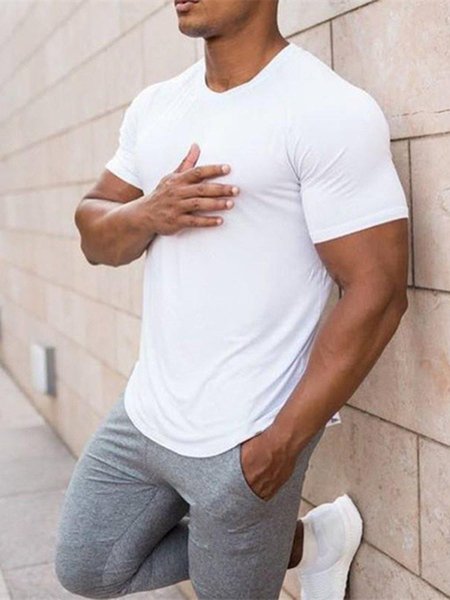 

Plain Casual Shirts & Tops, White, Men's t-shirts