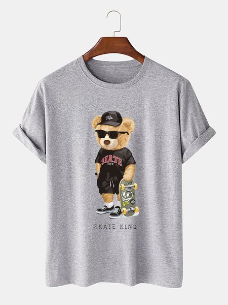 

Crew Neck Cotton Simple Tee Shirts & Tops, Gray, Men's t-shirts